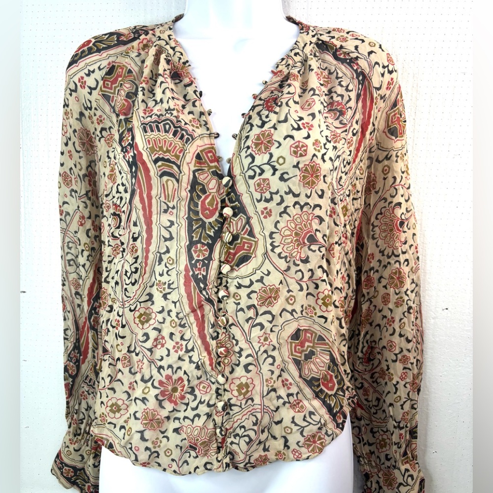 Veronica Beard 0 Silk Paisley Multicolor Button F… - image 1
